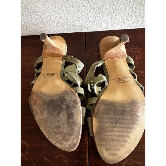Carlos By Carlos Santana Fern Mule Heels Sandals Sz 8M Olive Womens Green Leathe - Picture 7 of 8
